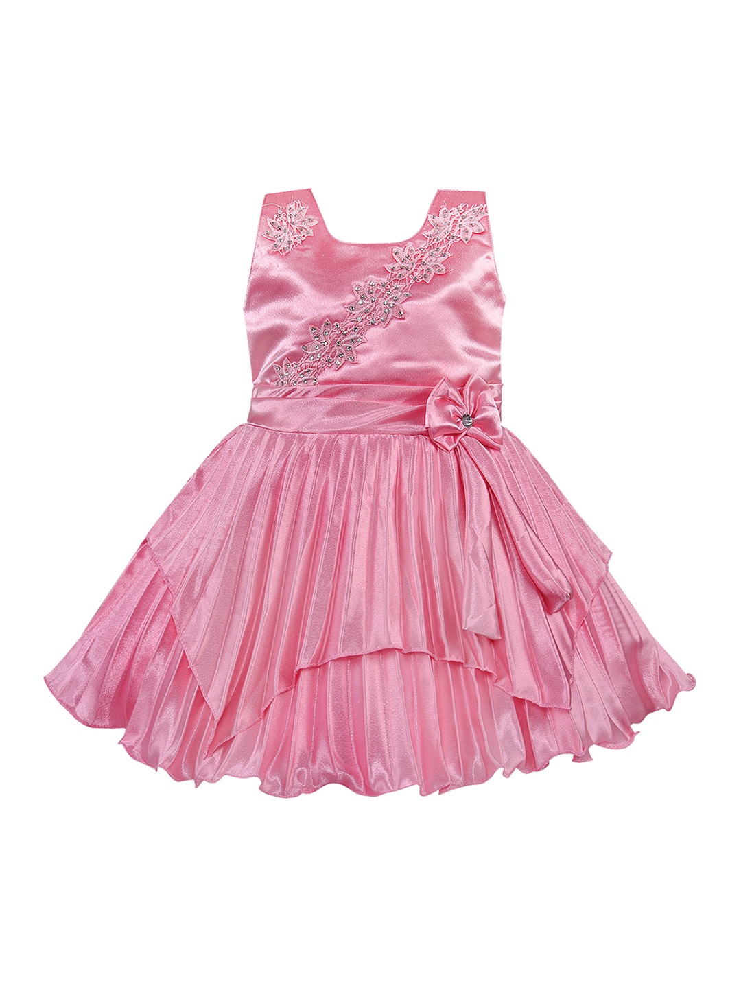 

Wish Karo Girls Pink Embellished Fit and Flare Dress