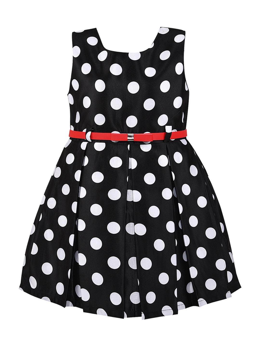 

Wish Karo Girls Black Polka Dot Printed Fit and Flare Dress