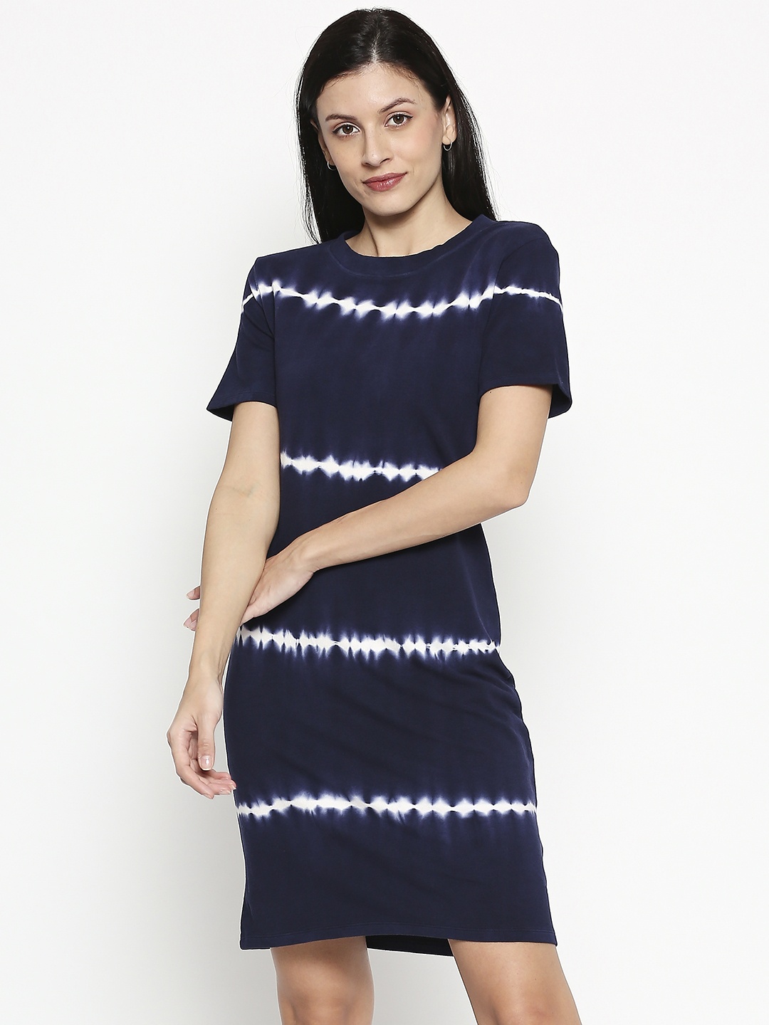 

People Tie & Dye Dyed Cotton T-shirt Dress, Navy blue