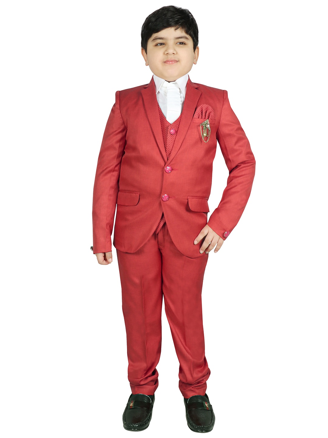 

SG YUVRAJ Boys Red Solid Suit