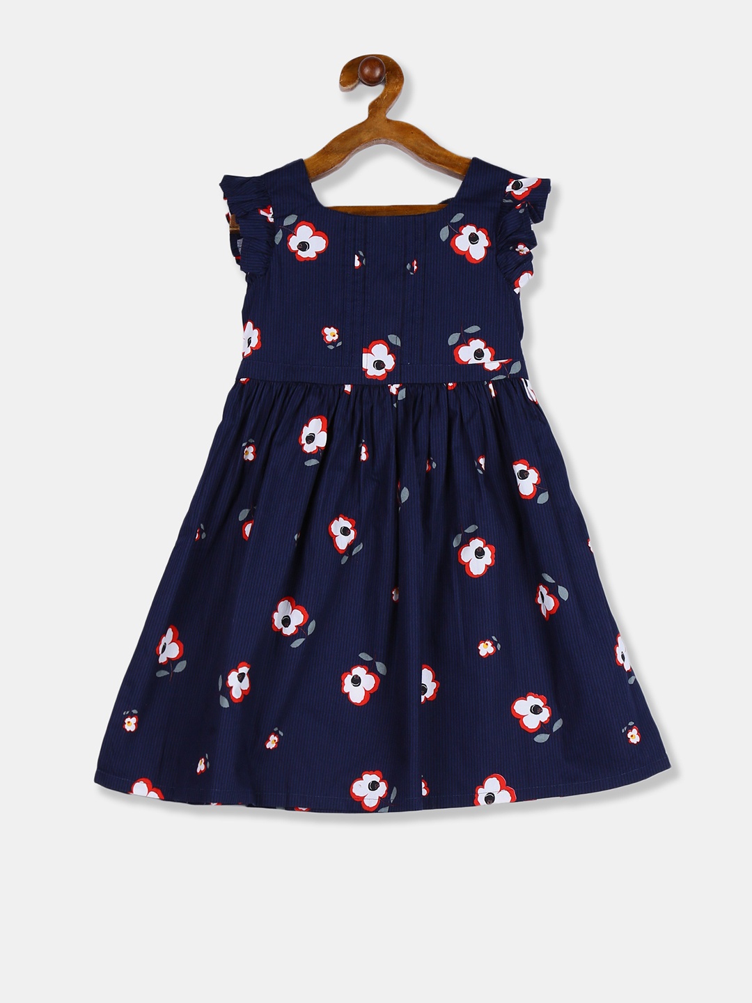 

Cherokee Girls Navy Blue & White Printed Fit and Flare Dress