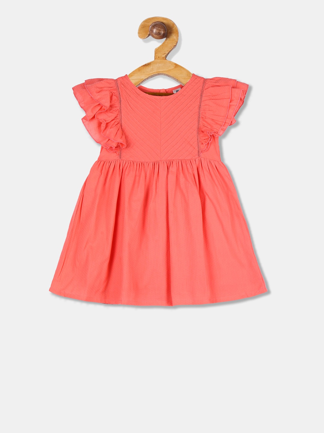 

Cherokee Girls Coral Orange Solid Fit and Flare Dress