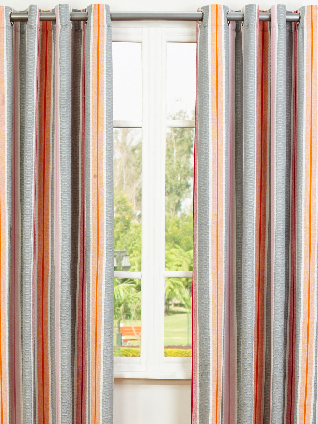 

MASPAR Orange & Grey Striped Door Curtain