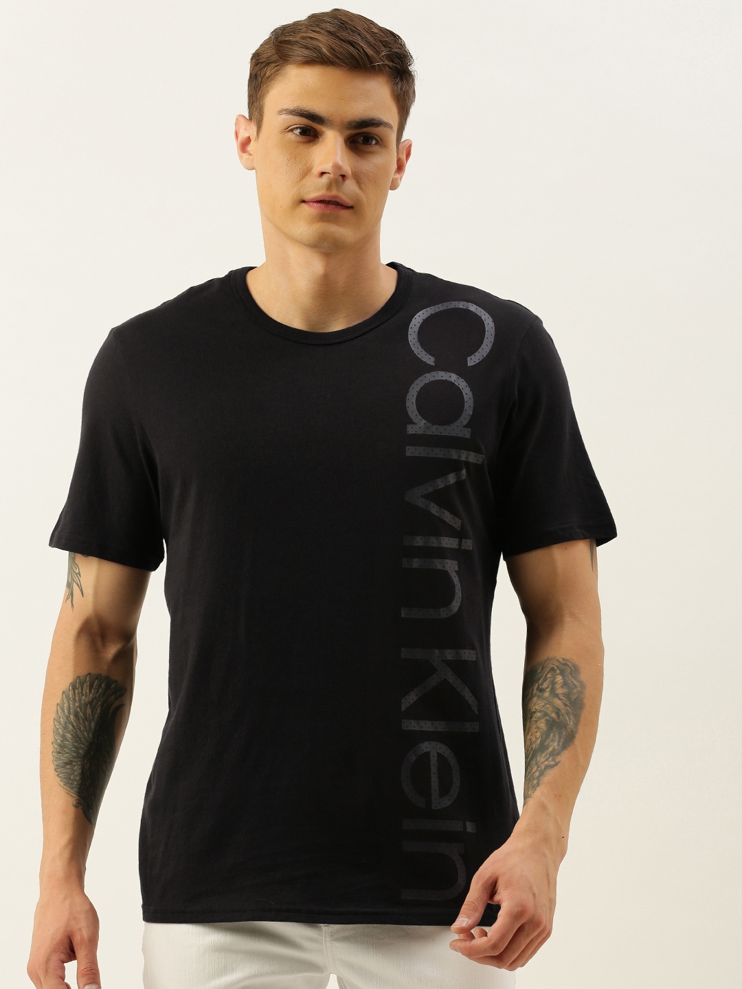 

Calvin Klein Underwear Men Black & Grey Placement Printed Lounge T-shirt