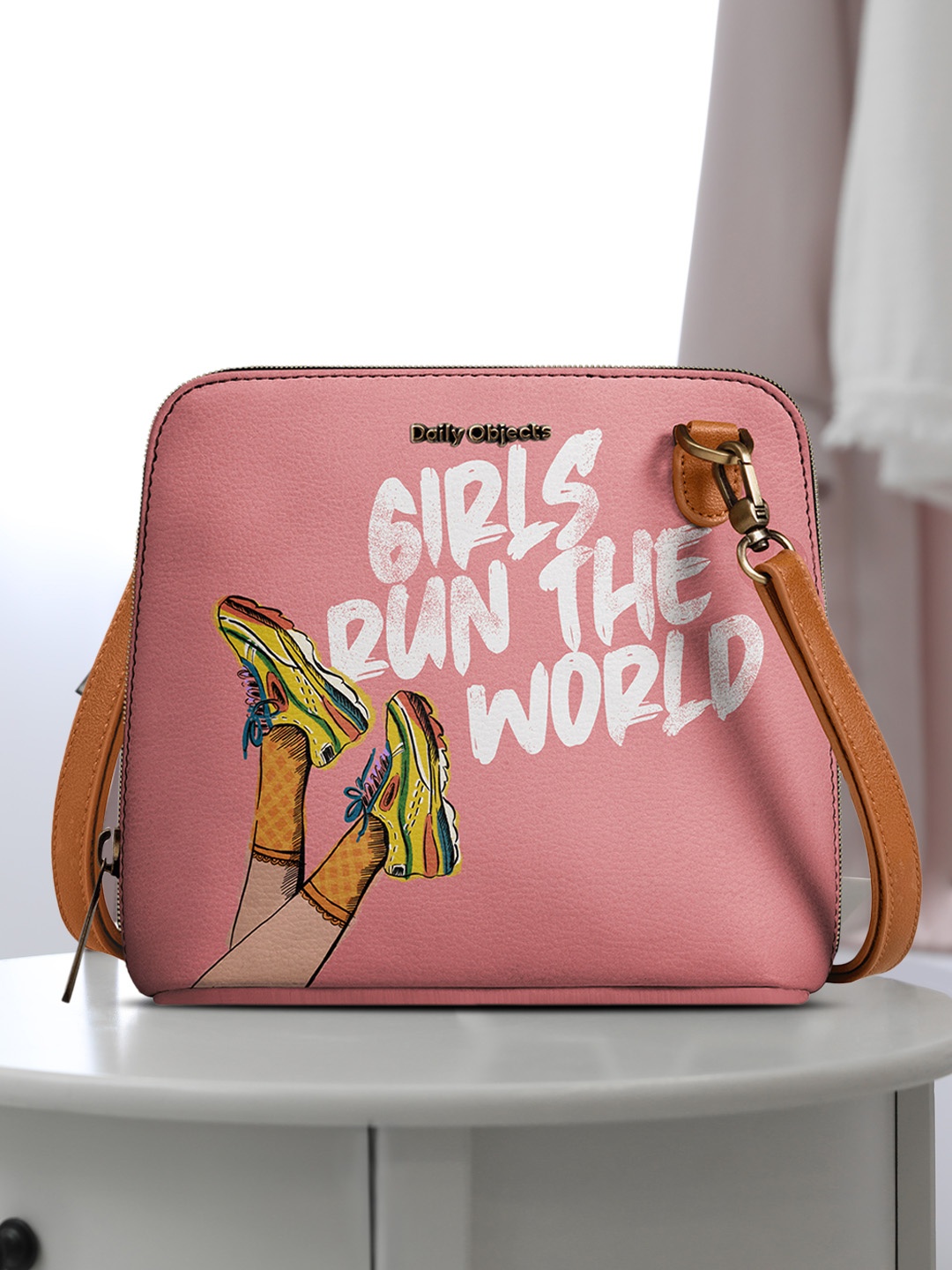 

DailyObjects Pink Printed Sling Bag