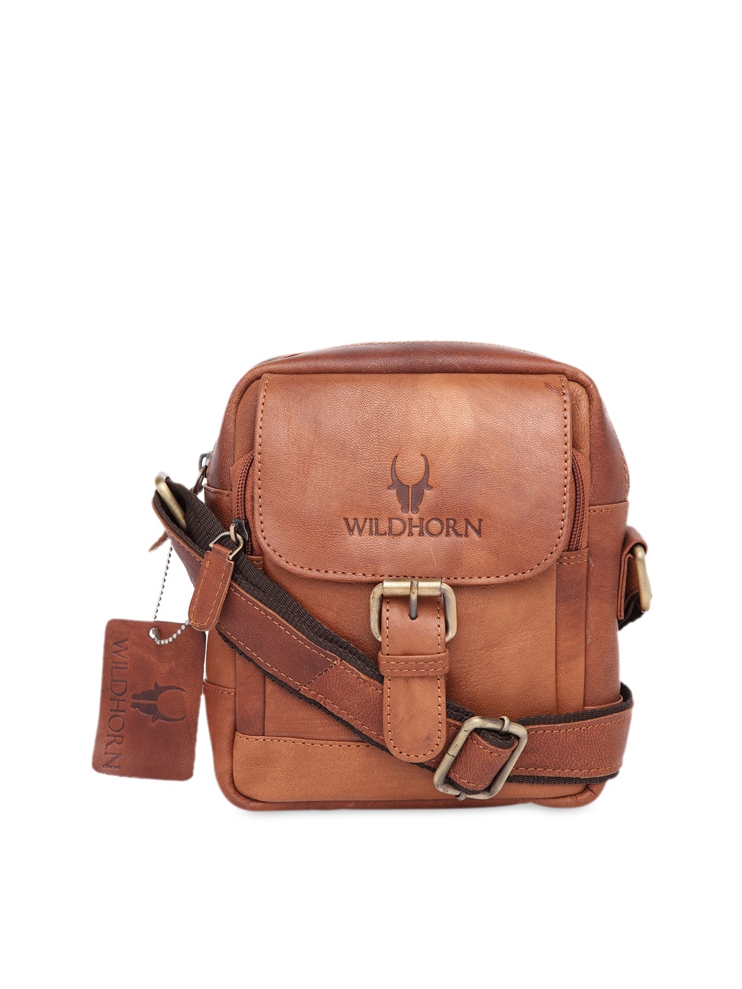 

WildHorn Men Tan Brown Solid Genuine Leather Messenger Bag