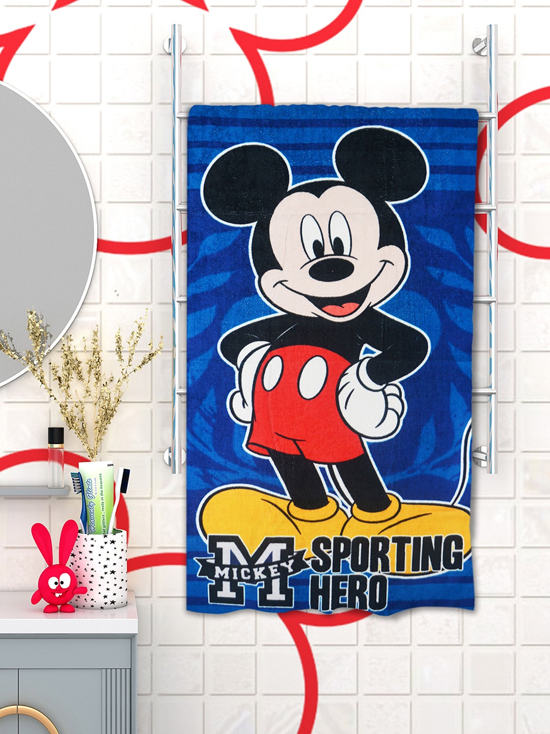 

Disney Kids Mickey Mouse Printed 350 GSM Bath Towel, Blue