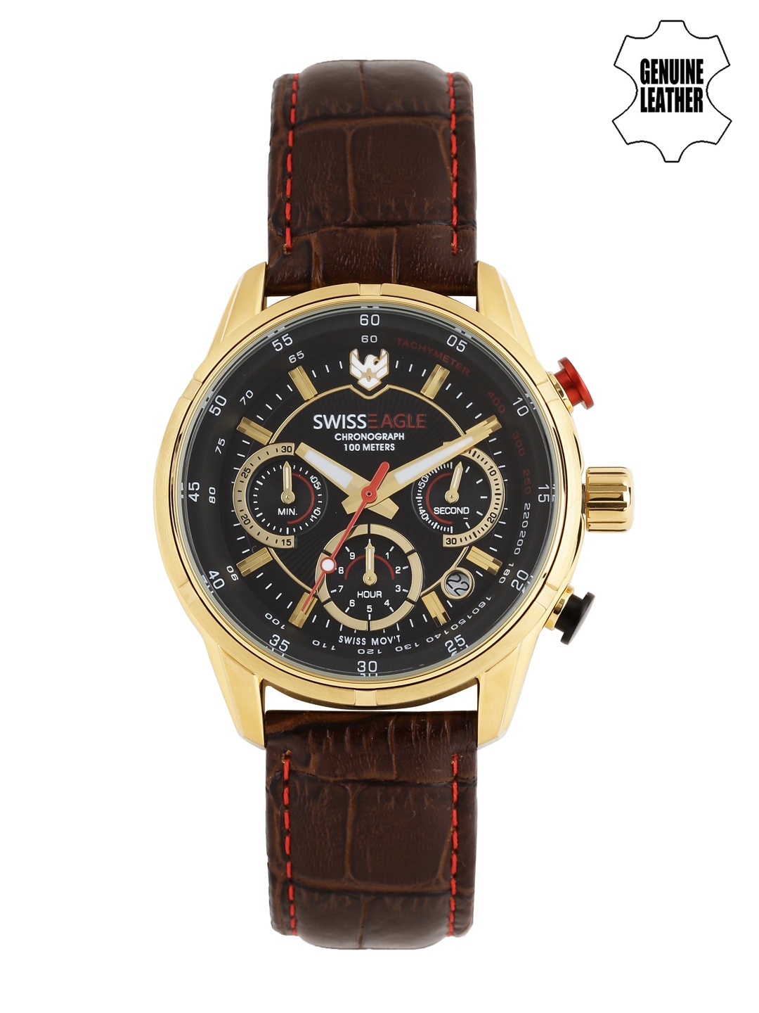 

Swiss Eagle Men Black Dial Chronograph Watch SE-9077LS-YG-01