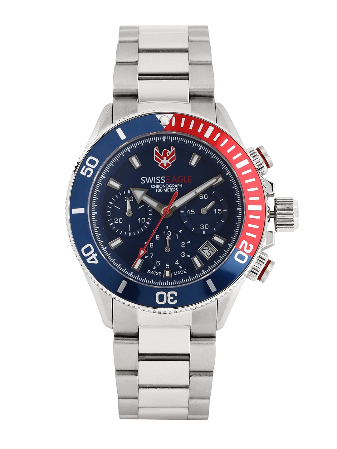 

Swiss Eagle Men Blue Dial Chronograph Watch SE-9080B-SS-02