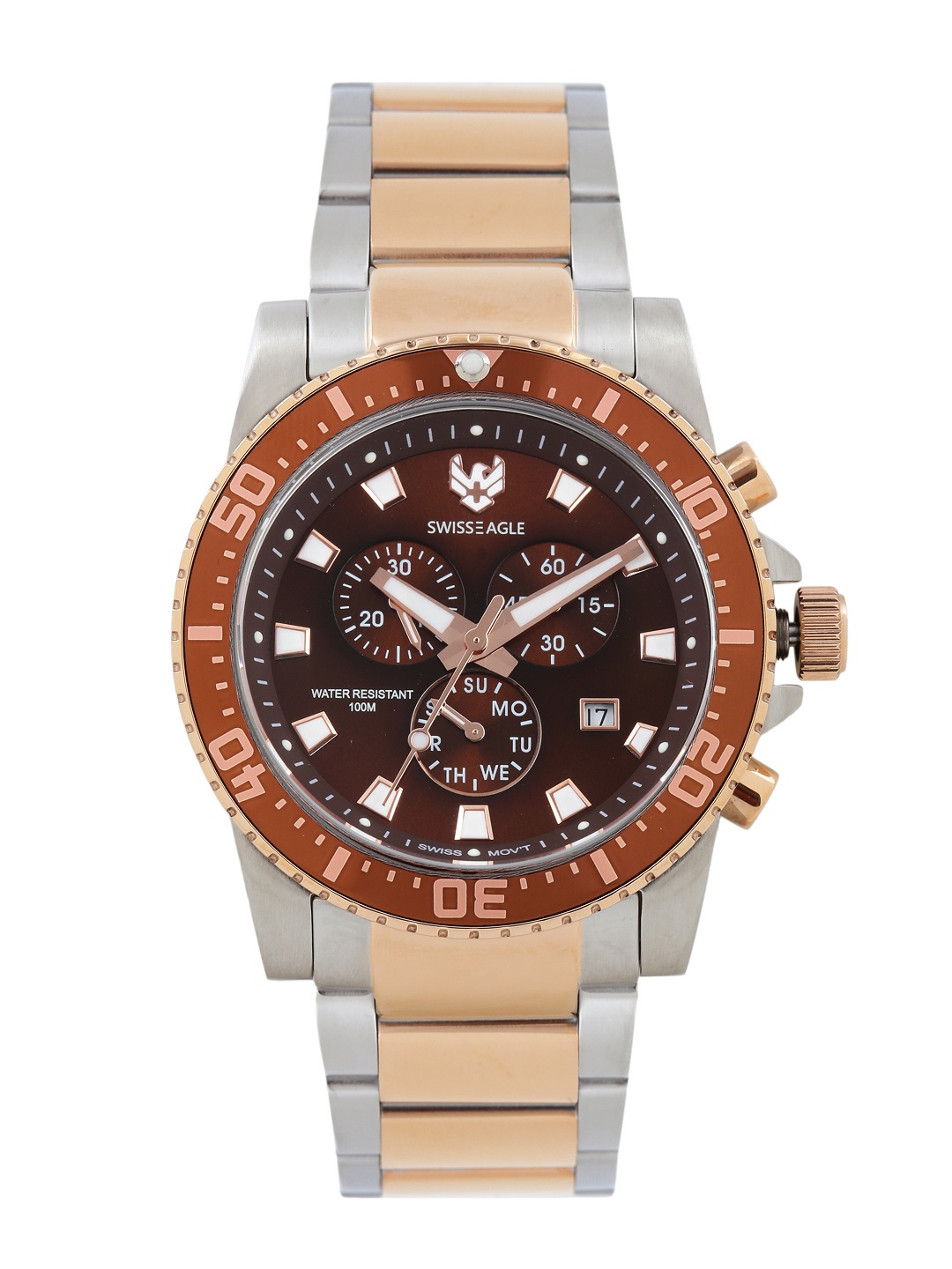 

Swiss Eagle Men Brown Dial Chronograph Watch SE-9083B-TTRG-07