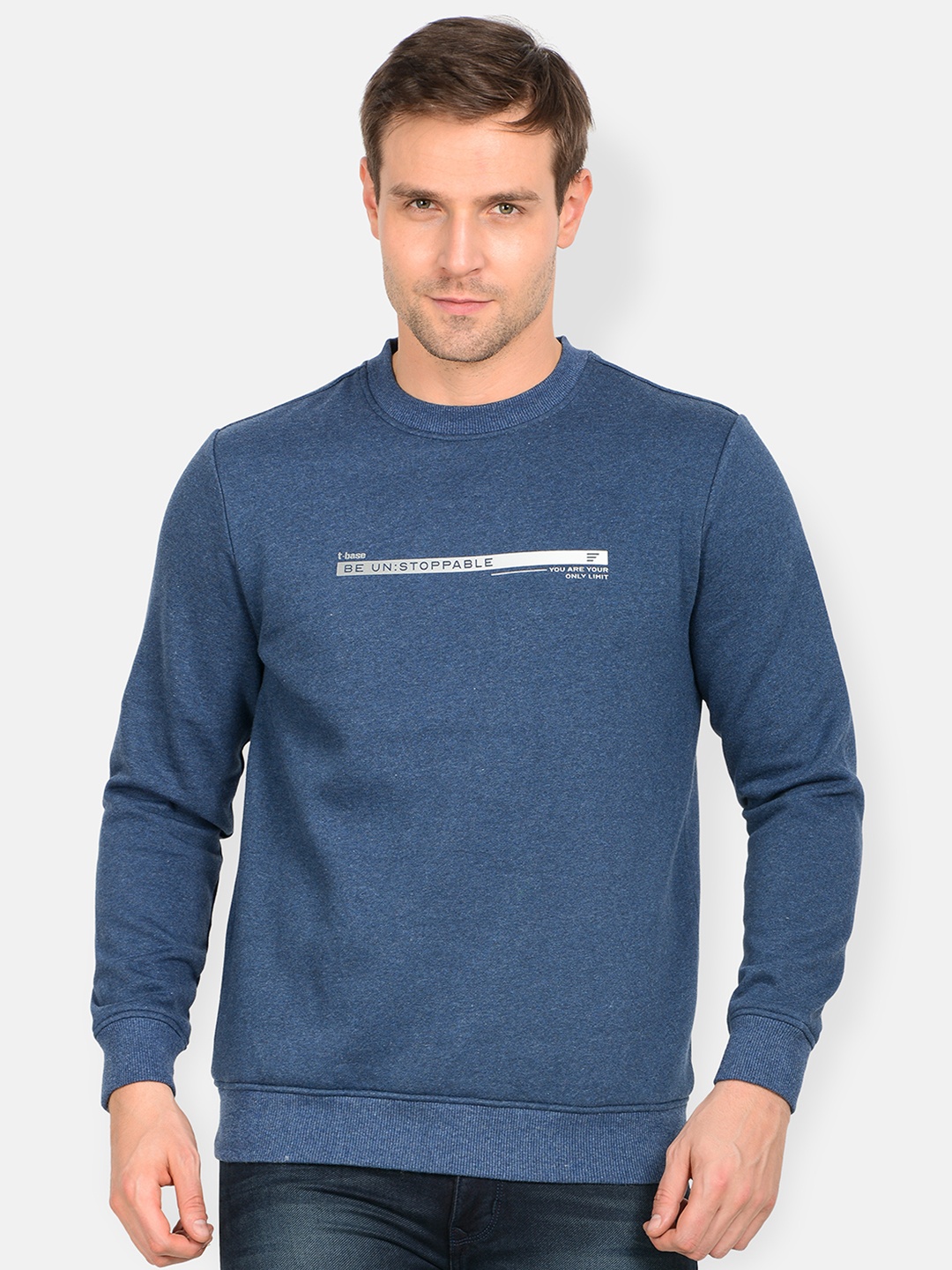 

t-base Men Blue Printed Sweatshirt