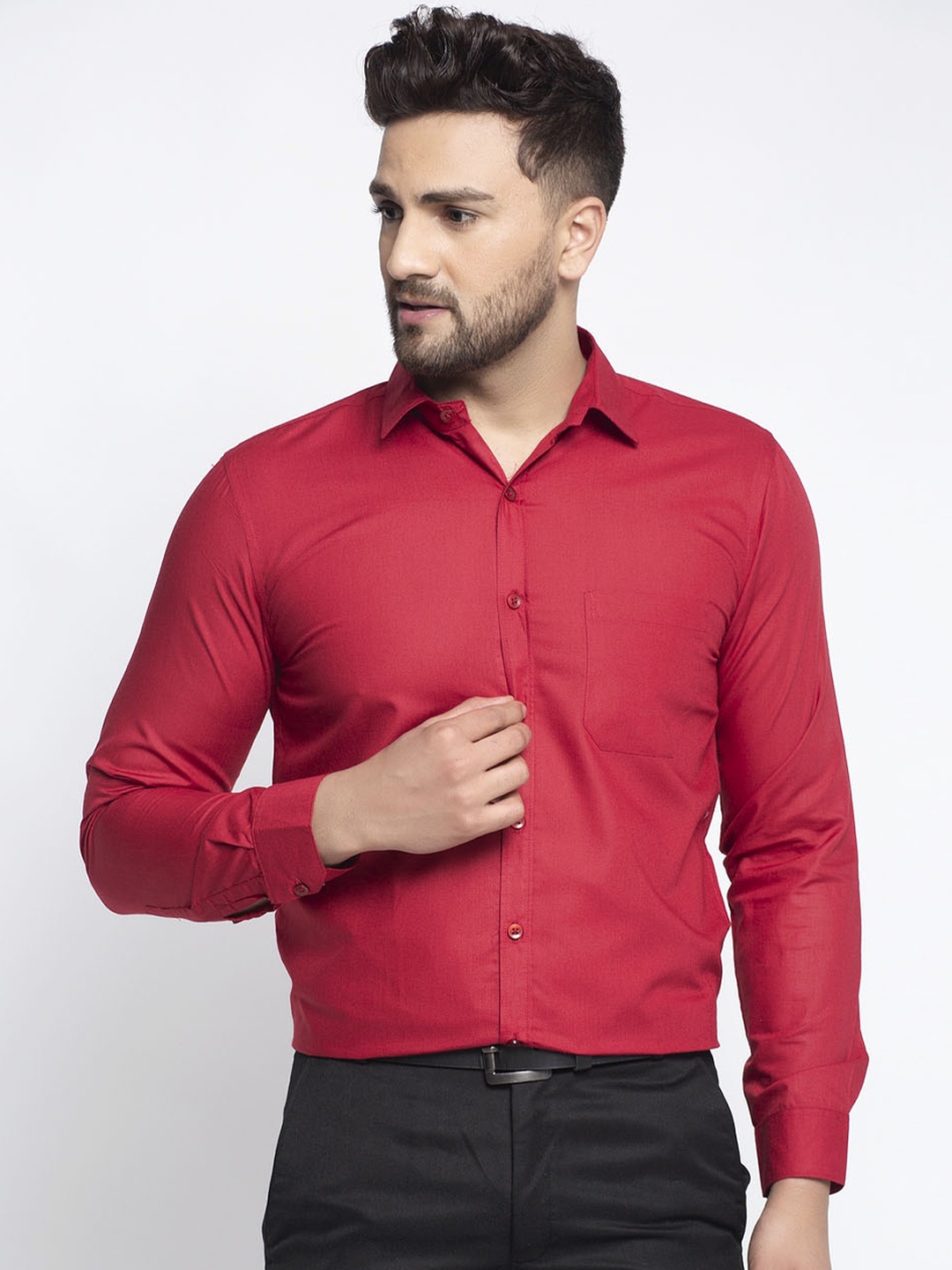 

JAINISH Men Maroon Regular Fit Solid Formal Shirt