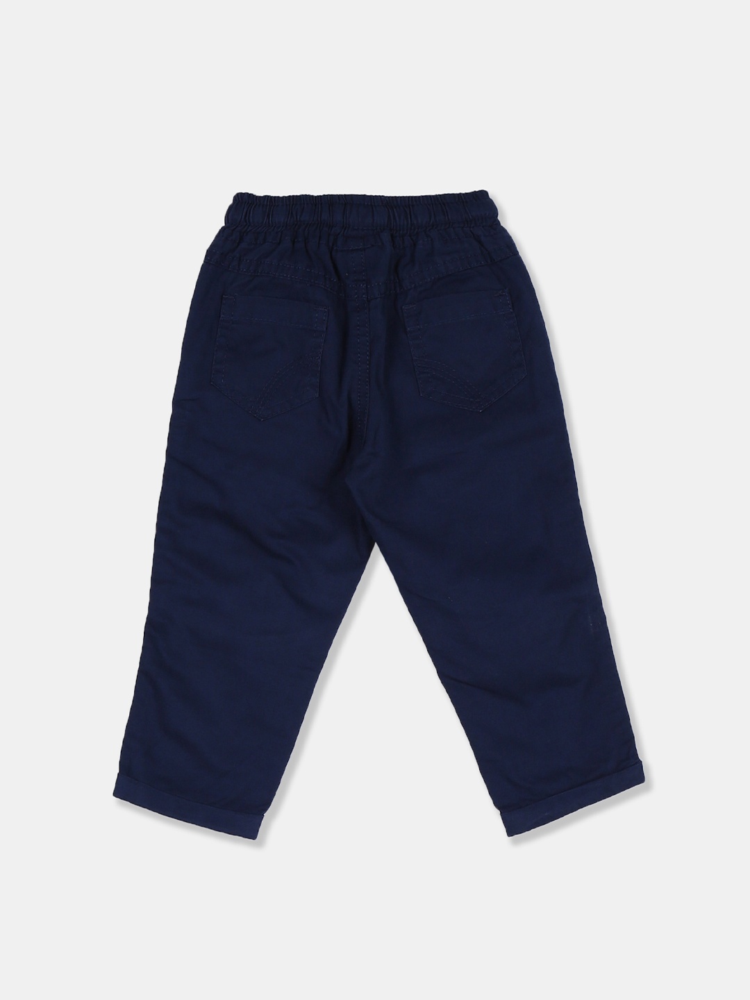 

Donuts Boys Navy Blue Regular Fit Solid Regular Trousers