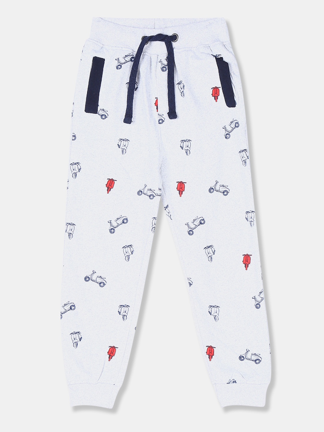 

Cherokee Boys Grey & Red Printed Straight-Fit Joggers