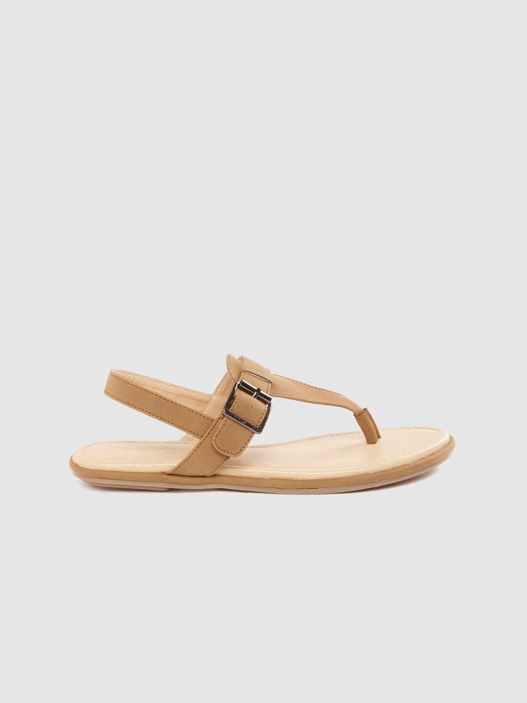 

The Roadster Lifestyle Co Women Olive Brown Solid T-Strap Flats