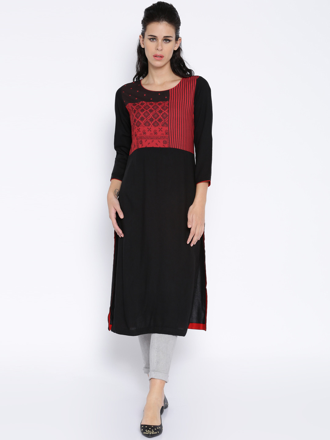 

Vishudh Black & Red Kurta