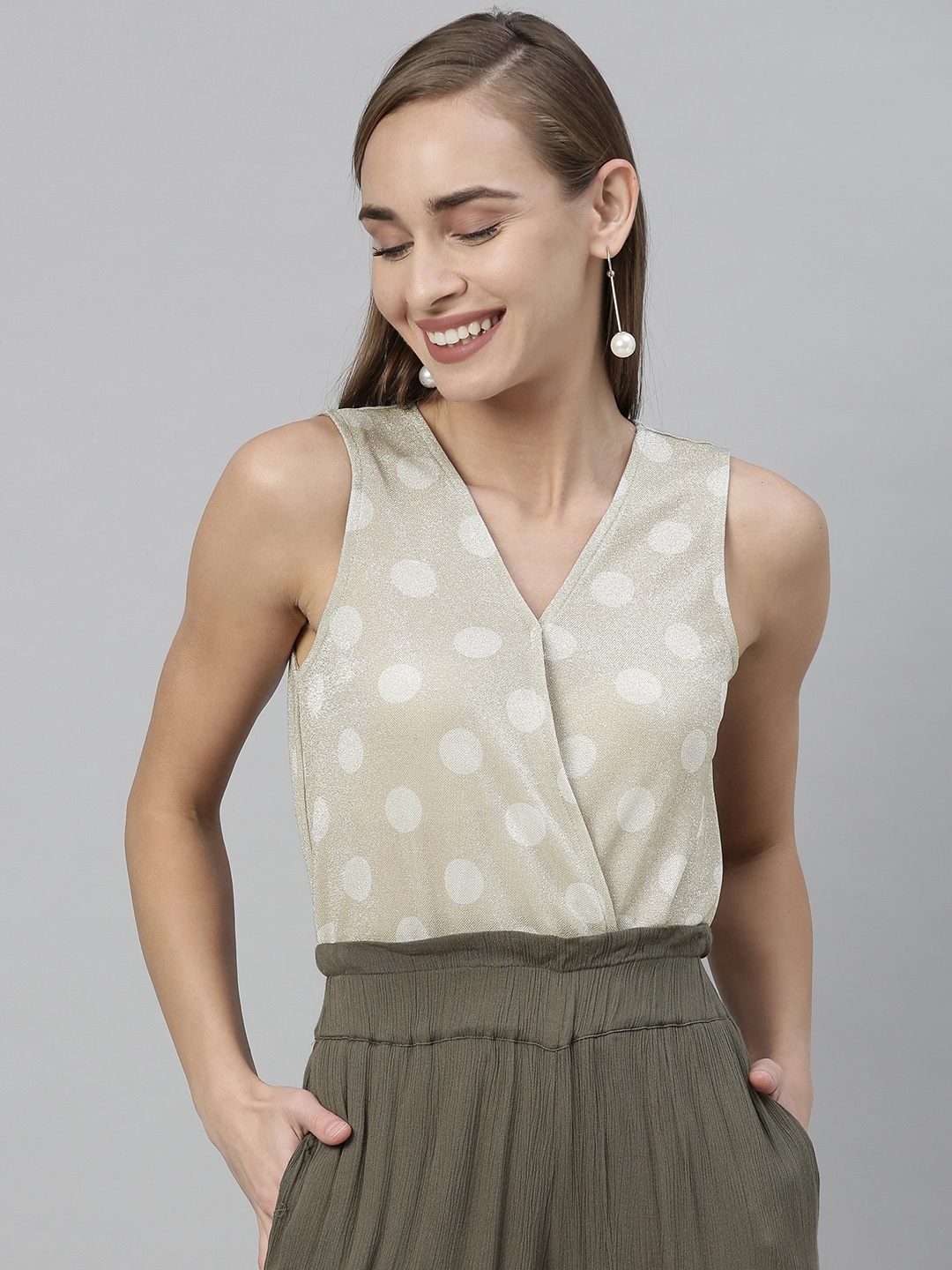 

Vero Moda Women Beige Printed Top