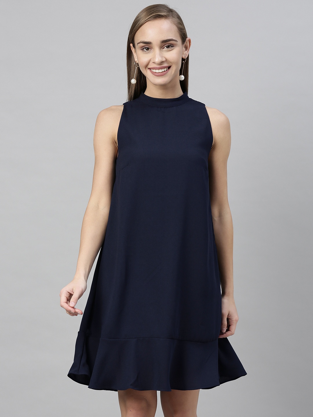 

Vero Moda Women Navy Blue Solid A-Line Dress