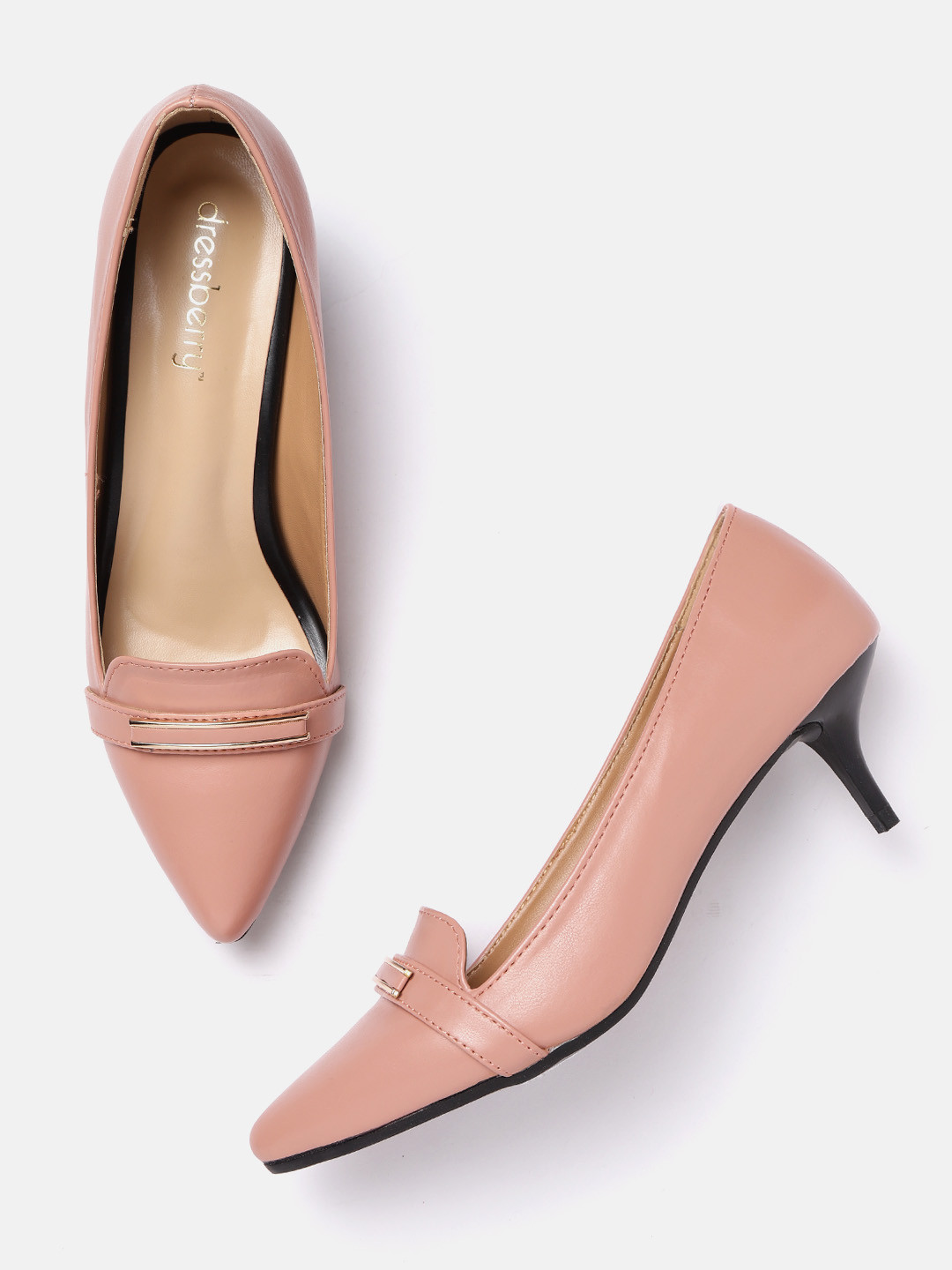 

DressBerry Women Peach-Coloured Solid Pumps