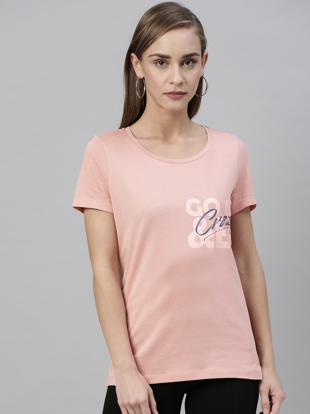 

Vero Moda Women Pink Printed Round Neck T-shirt