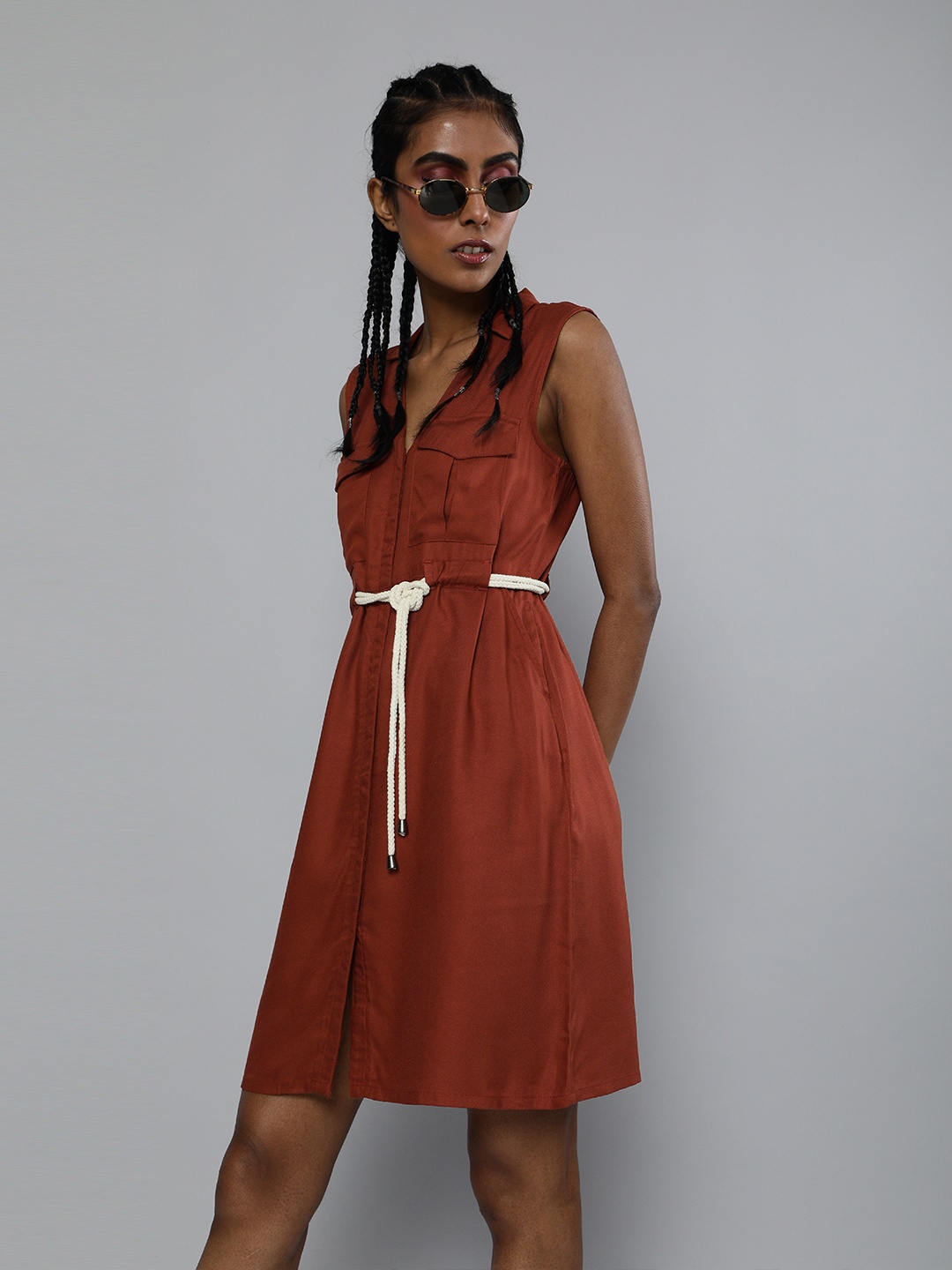 

Mast & Harbour Rust Brown Shirt Dress