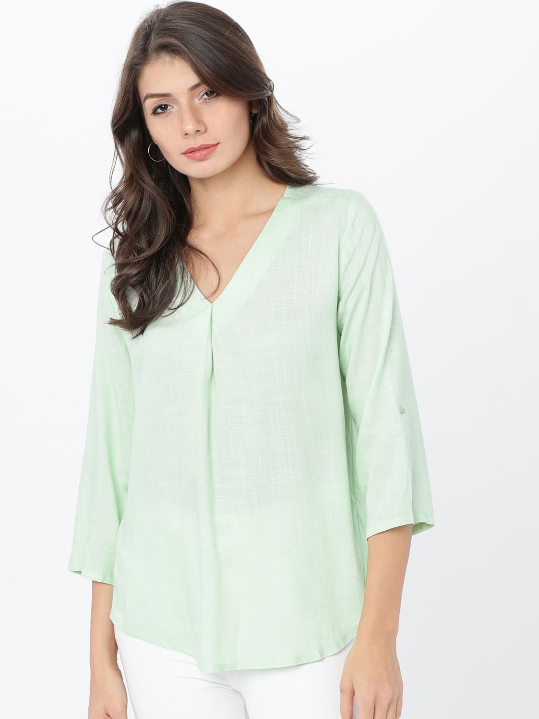 

Basics By Tokyo Talkies Women Green Solid Top