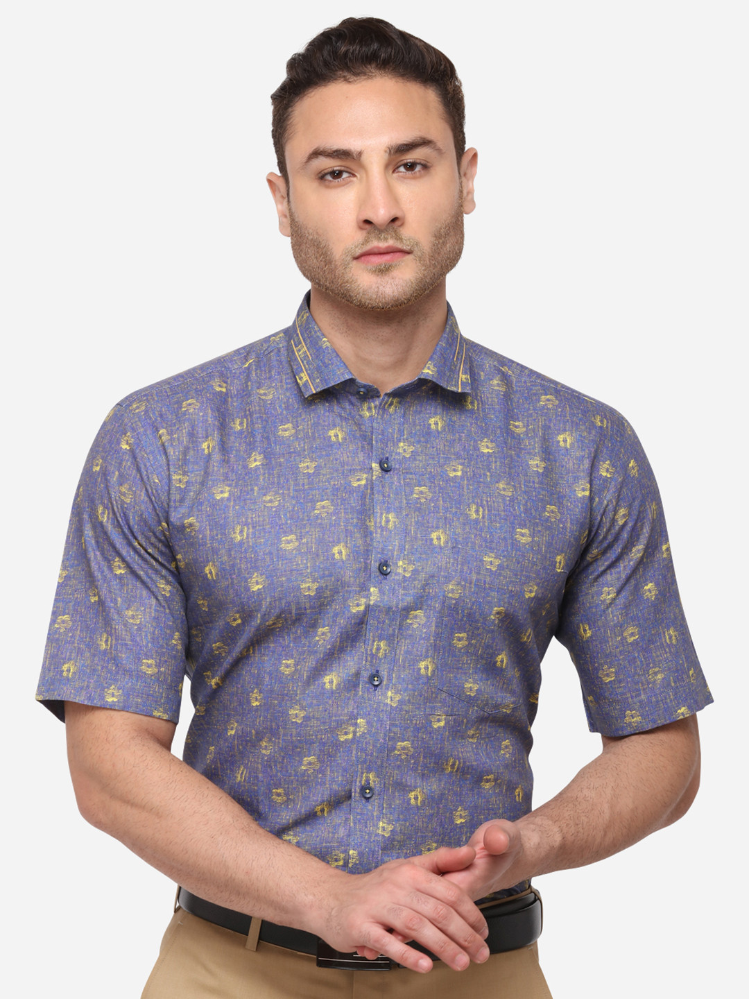 

JB STUDIO Men Blue Slim Fit Printed Casual Shirt