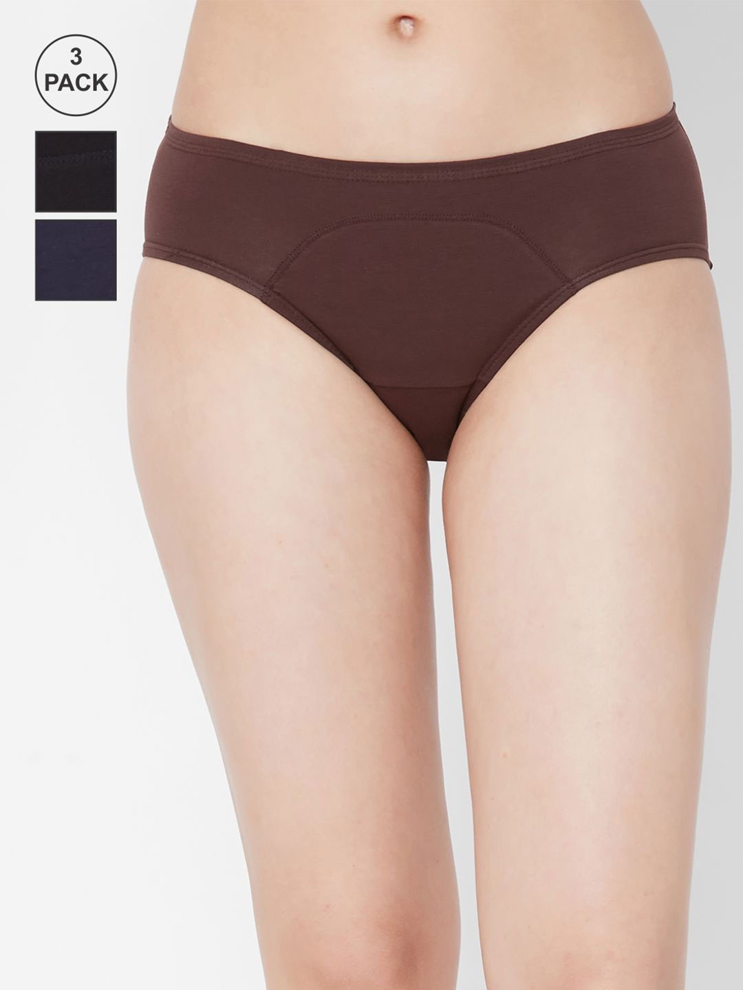 

Juliet Women Pack Of 3 Solid Period Panty, Coffee brown
