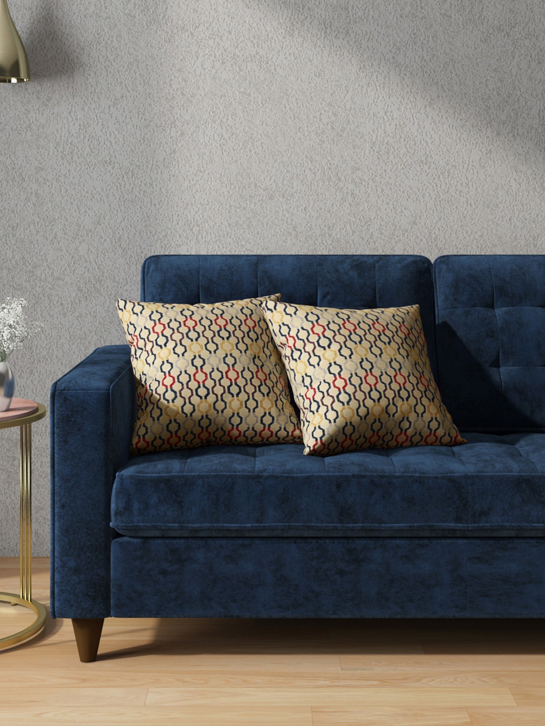 

Aura Set of 2 Multicoloured Geometric Jacquard Square Cushion Covers, Multi