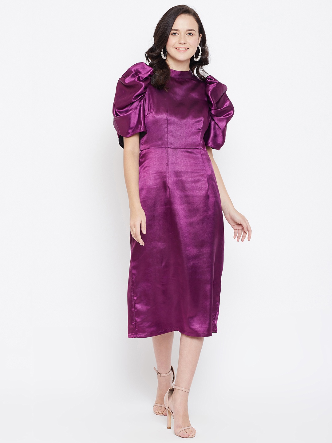 

Zastraa Women Purple Solid Sheath Dress