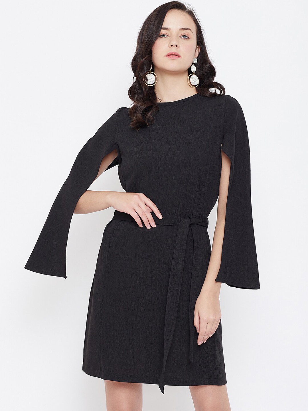 

Zastraa Women Black Solid A-Line Dress