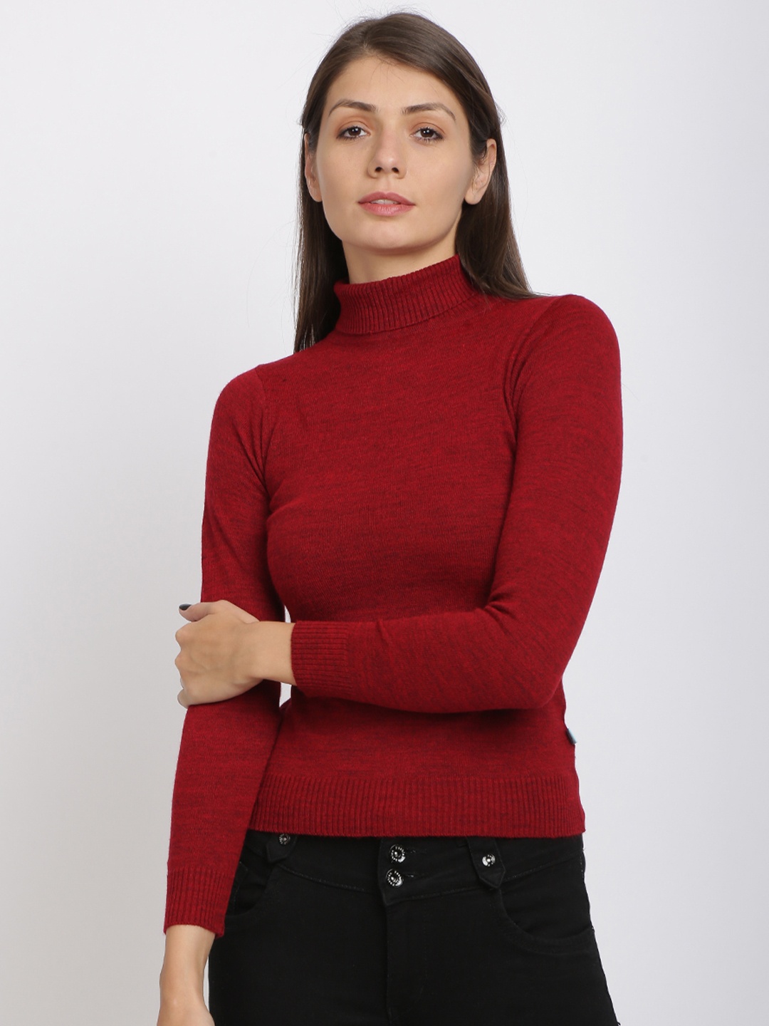 

BEVERLY BLUES Women Red Solid Pullover Sweater