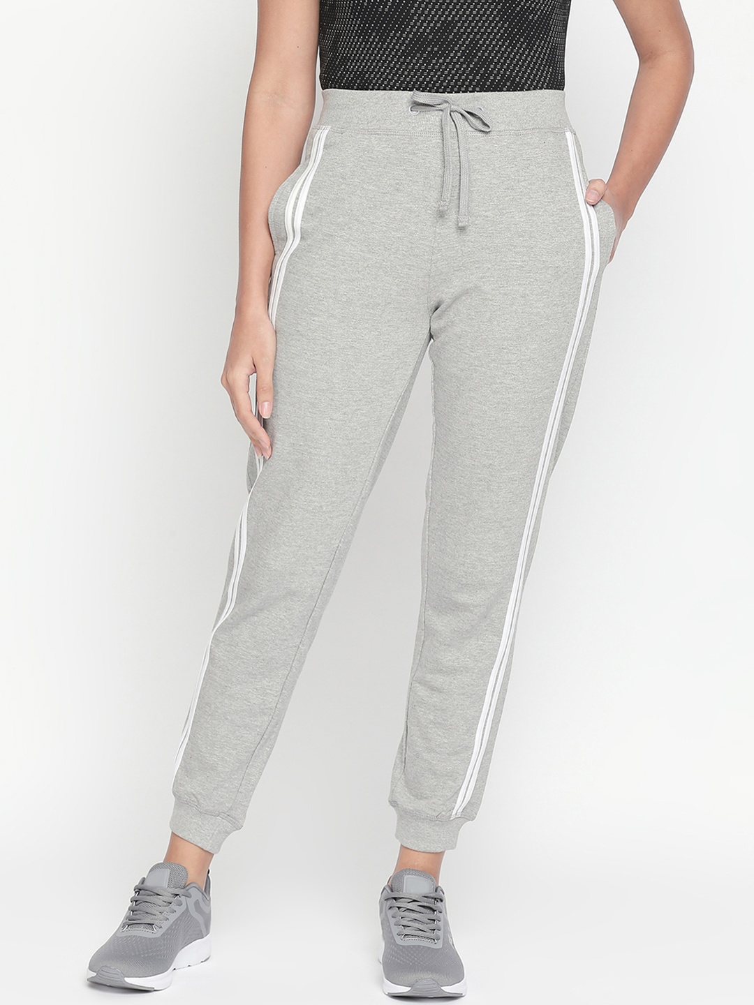 

Ajile by Pantaloons Women Grey & Off-White Regular Fit Solid Joggers