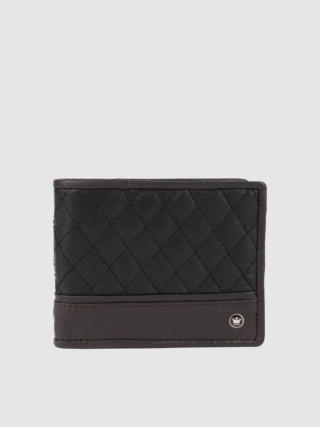 

Louis Philippe Men Black & Brown Quilted Leather Two Fold Wallet