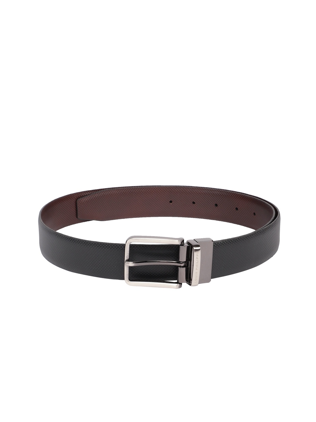 

Louis Philippe Men Black & Brown Textured Reversible Leather Belt