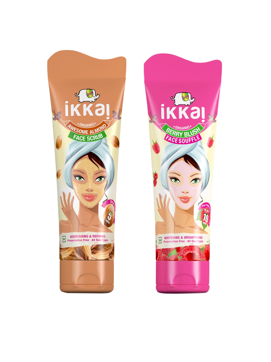 

Ikkai Unisex Pack of Organic Berry Blush Face Souffle & Awesome Almond Scrub, Pink