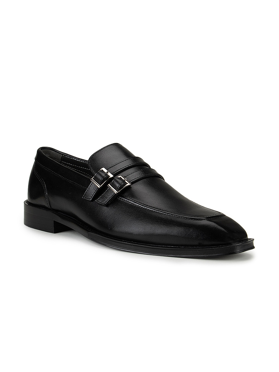 

Rosso Brunello Men Solid Black Monk Shoes