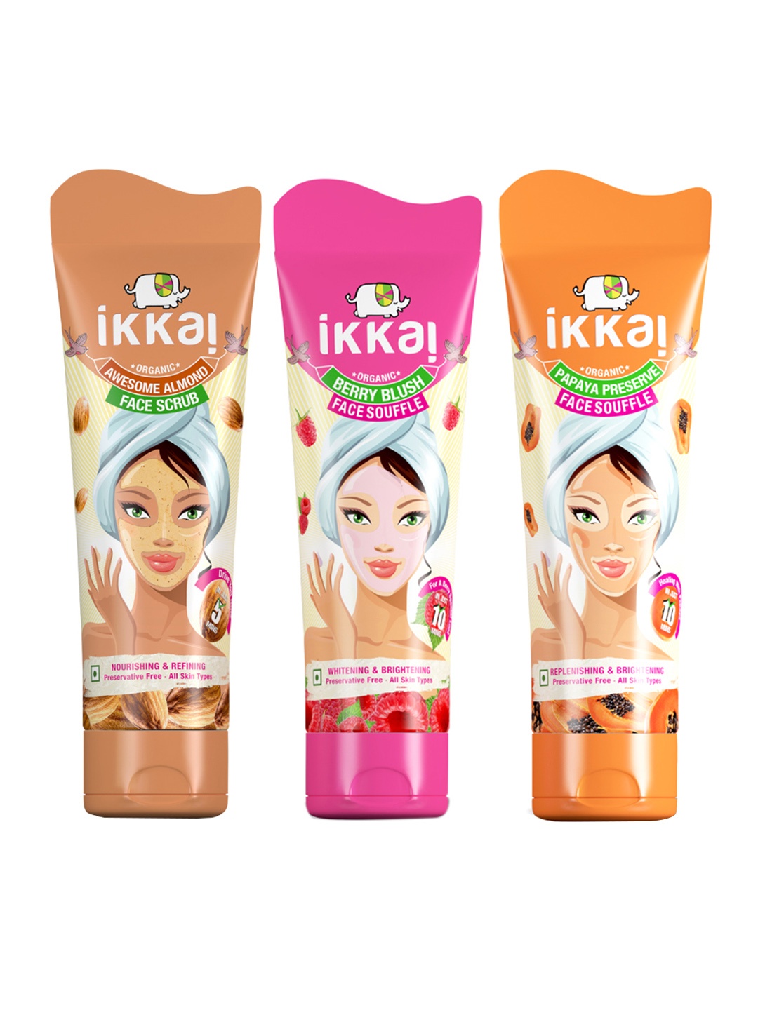 

Ikkai Organic Set of 2 Face Souffles & Scrub, Orange