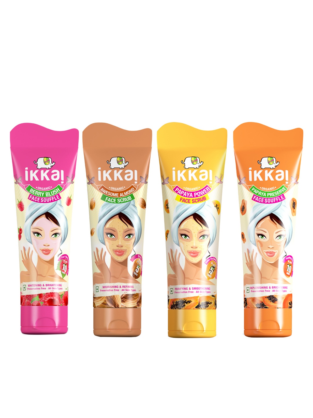 

Ikkai Organic Set of 2 Face Souffles & 2 Scrubs, Orange