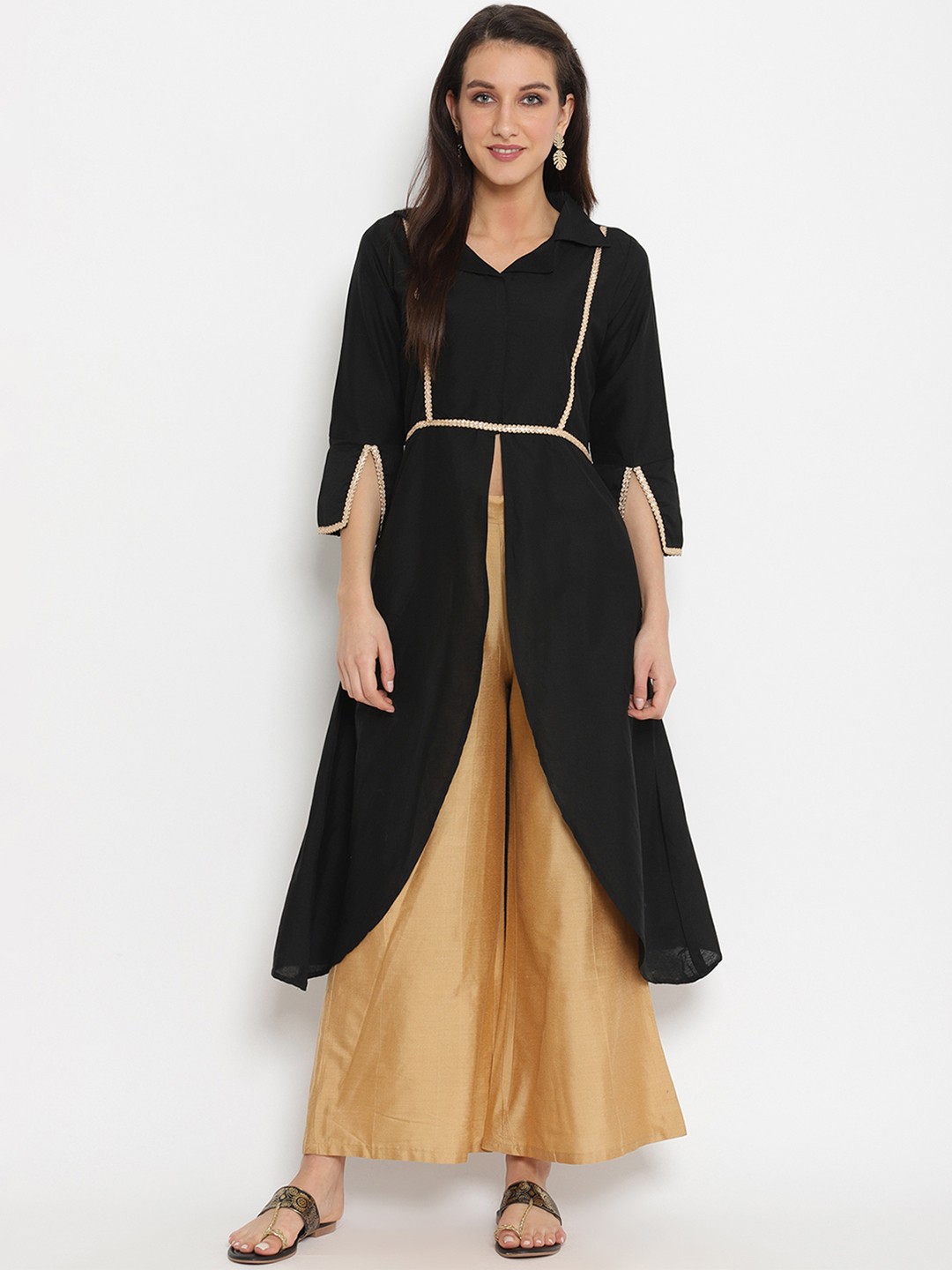

Abhishti Women Black Solid Kurta with Palazzos