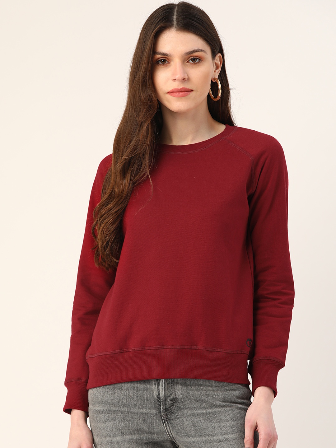 

Trend Arrest Women Maroon Solid Sweatshirt