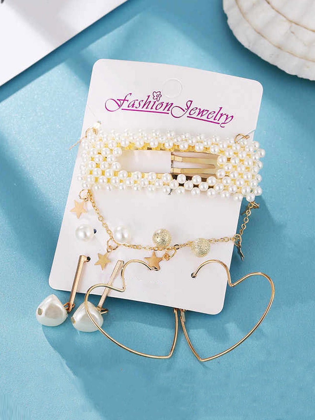 

Jewels Galaxy Set of 5 Gold-Plated Jewellery Set with Hair Pin