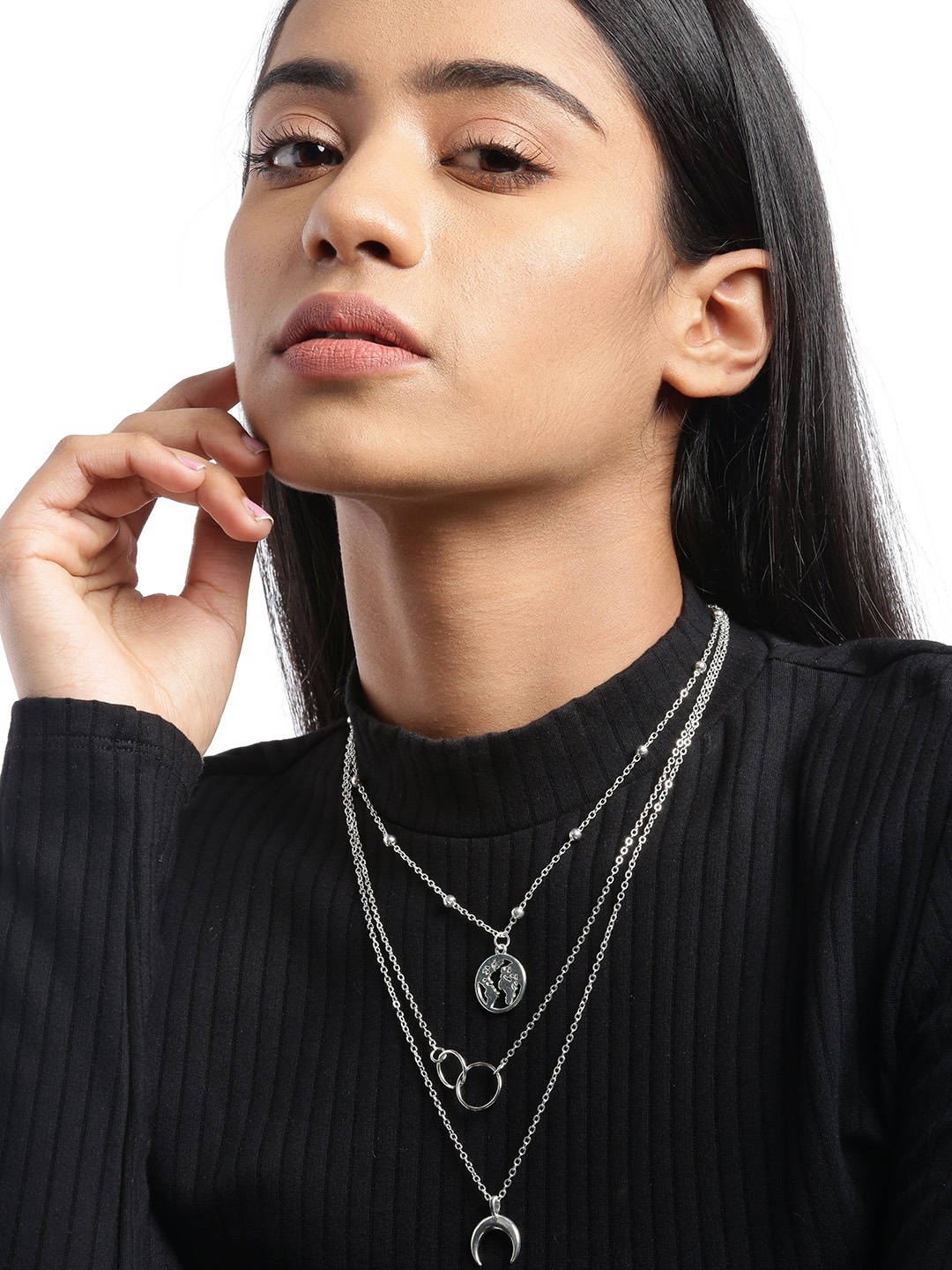 

Jewels Galaxy Silver-Plated Layered Beaded Necklace