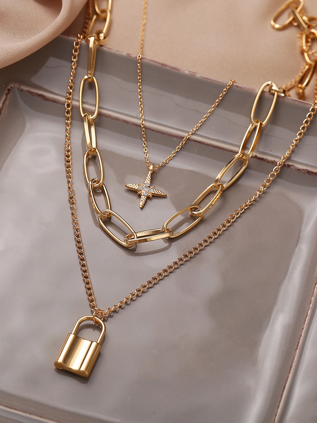 

Jewels Galaxy Women Gold-Plated Stone-Studded Layered Necklace