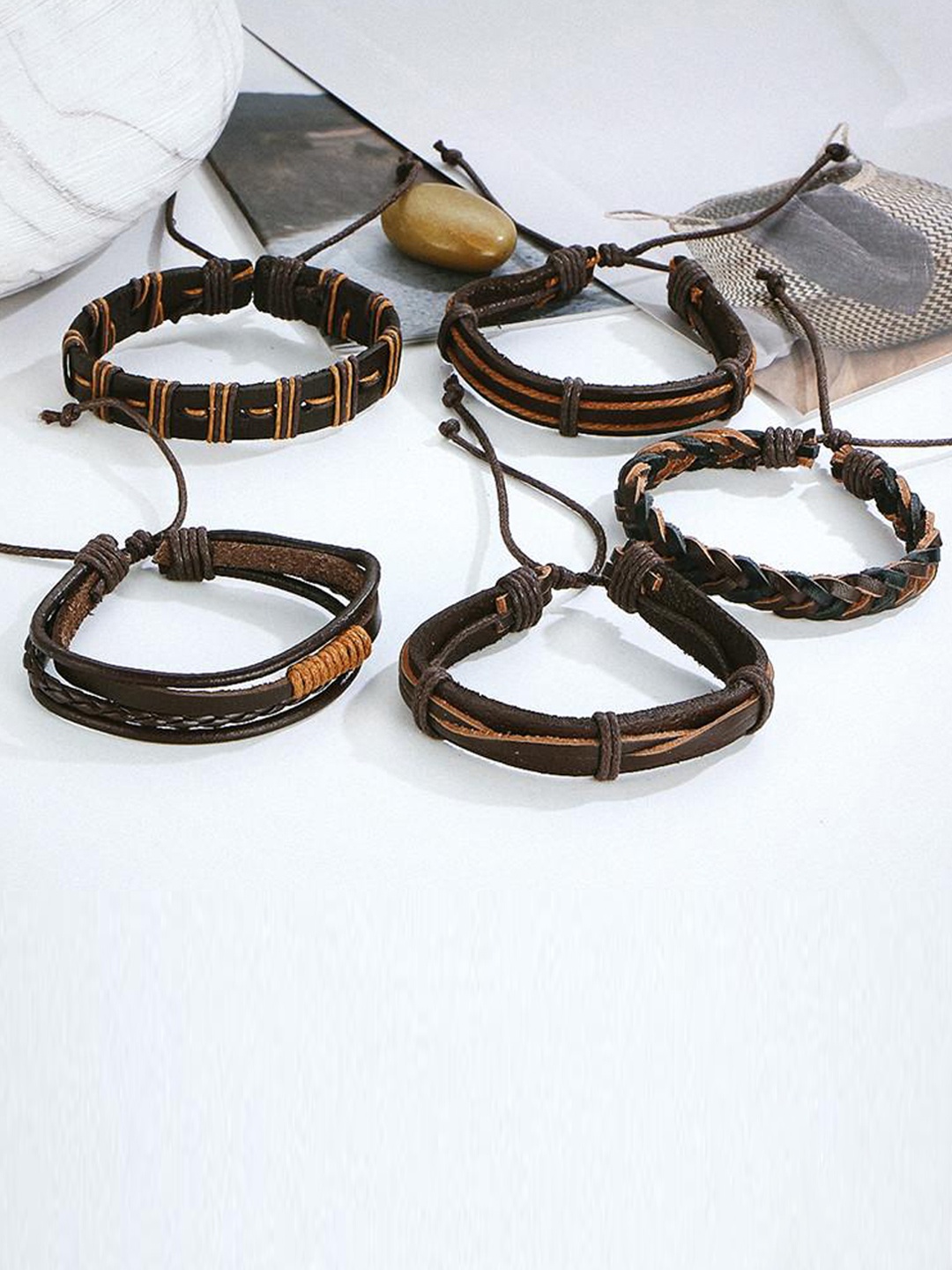 

Jewels Galaxy Women Set Of 5 Bracelets, Coffee brown