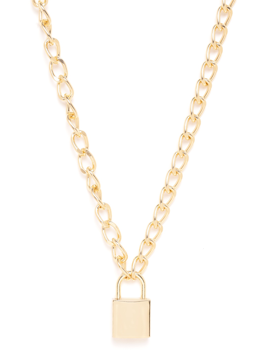 

Jewels Galaxy Women Gold-Plated Lock & Key Layered Necklace