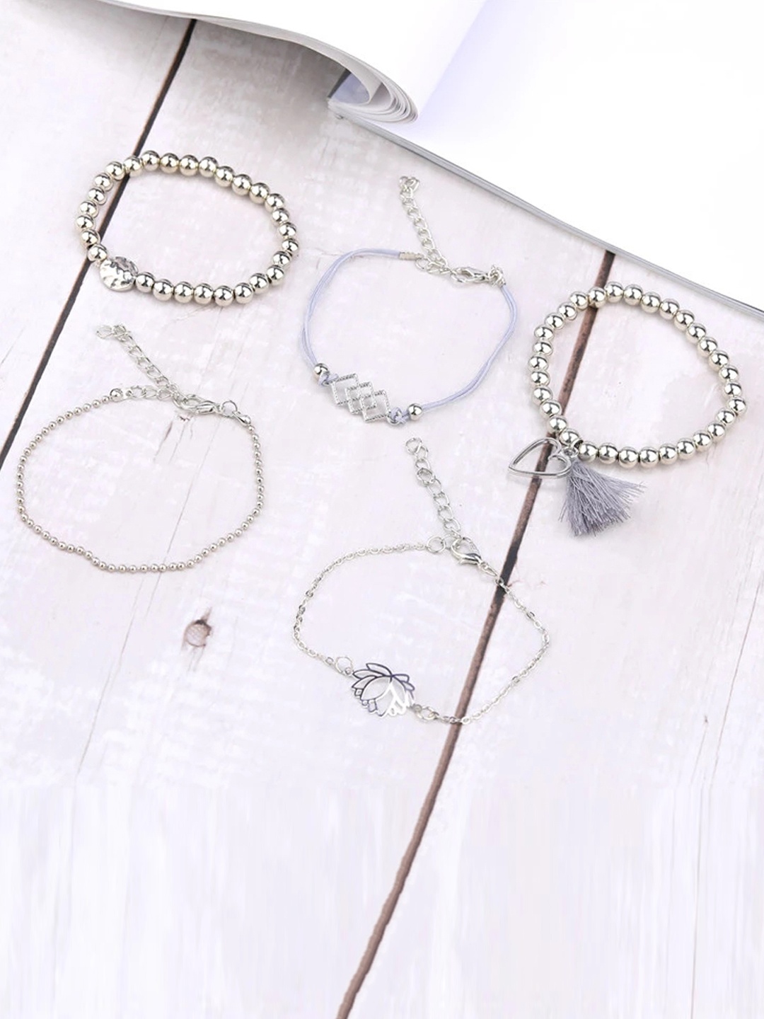 

Jewels Galaxy Women Set of 5 Silver-Plated Bracelets