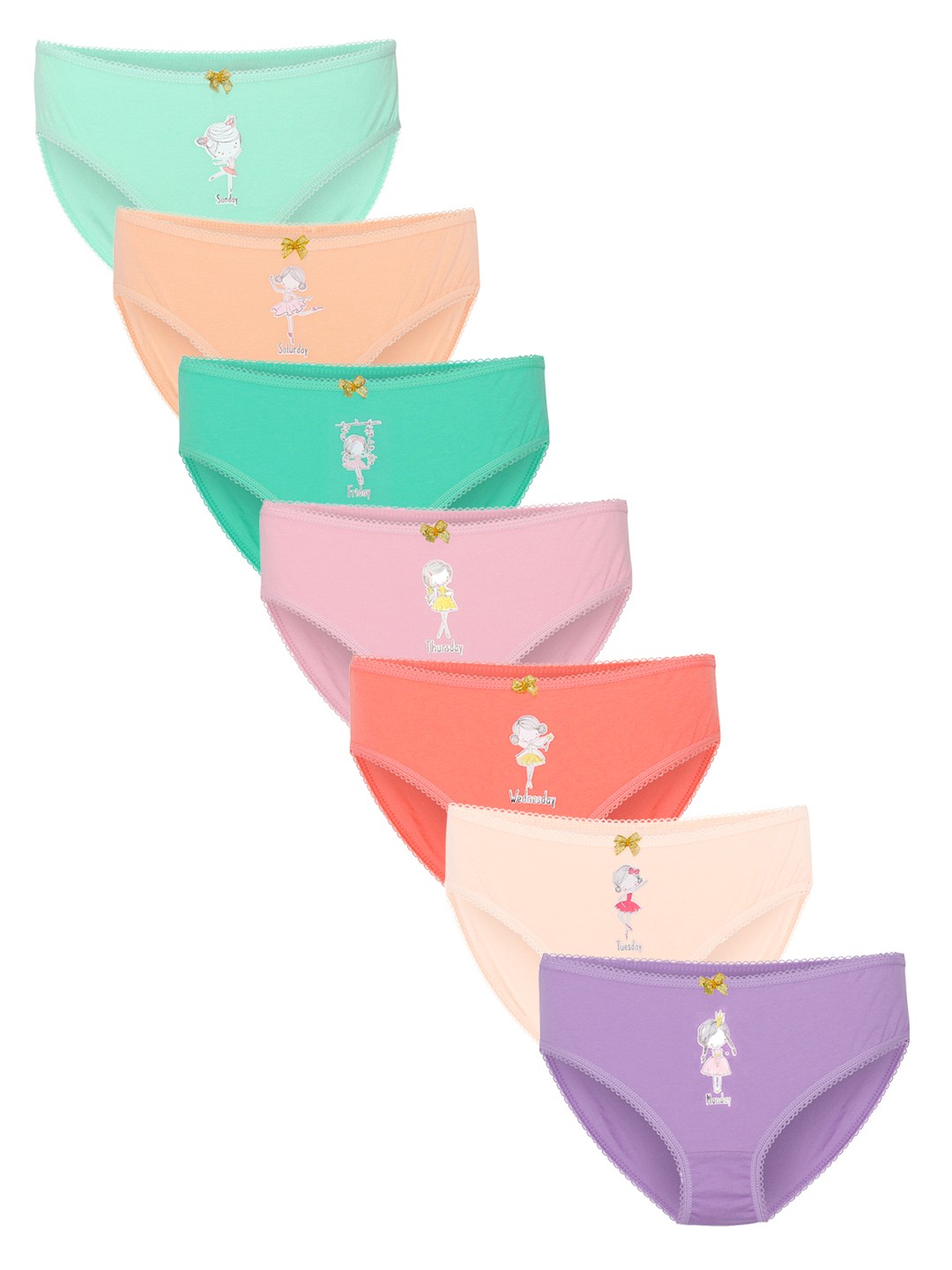 

Charm n Cherish Girls Pack Of 7 Solid Basic Briefs GWBRO7, Pink