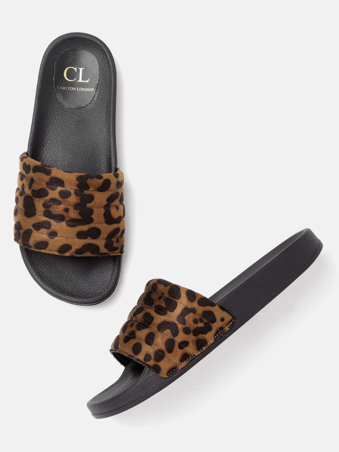 

Carlton London Women Brown & Black Leopard Print Open Toe Flats