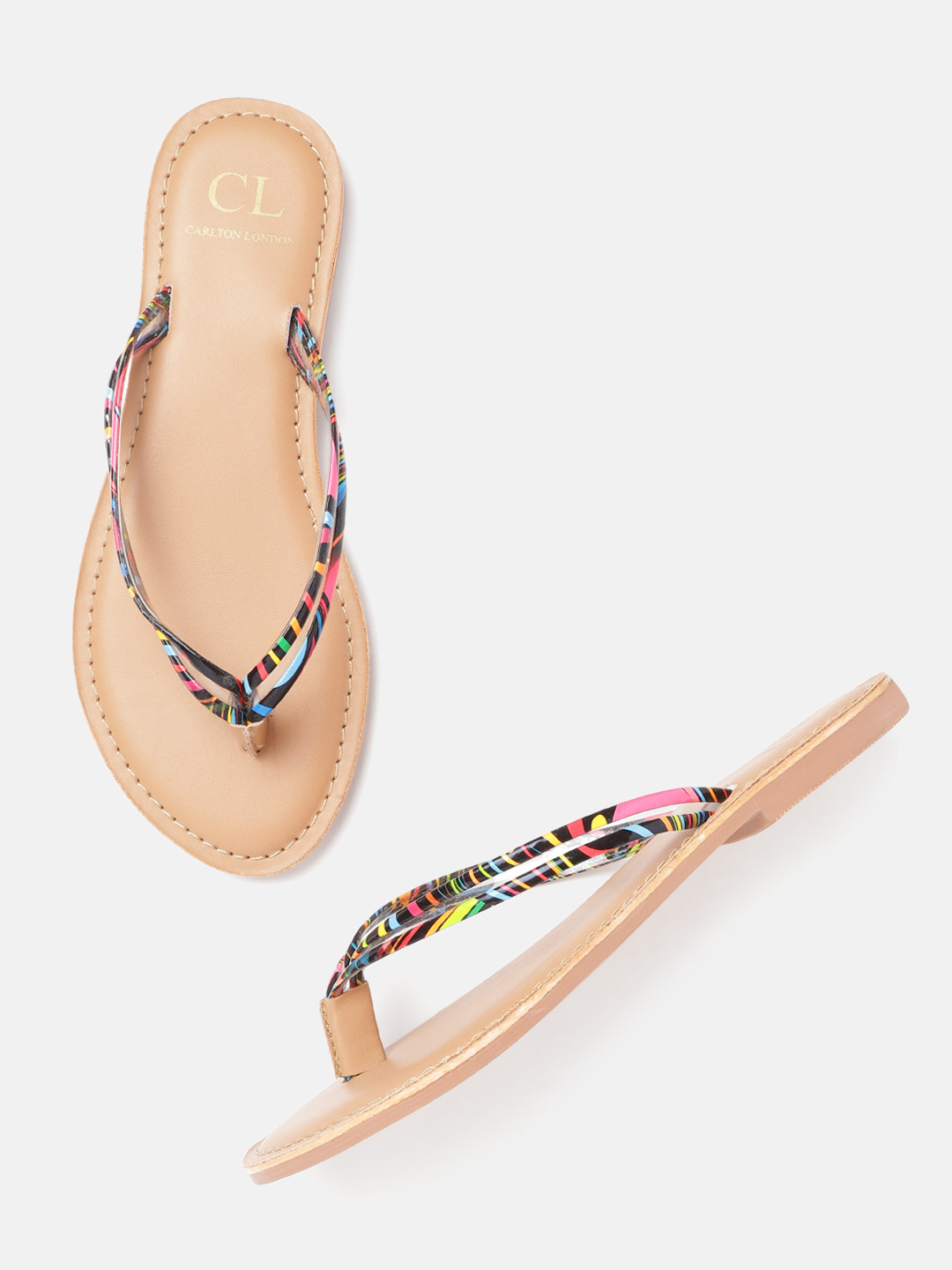 

Carlton London Women Multicoloured Abstract Print Open Toe Flats, Multi